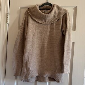 LOFT Tan Cowl Neck Sweater, Medium